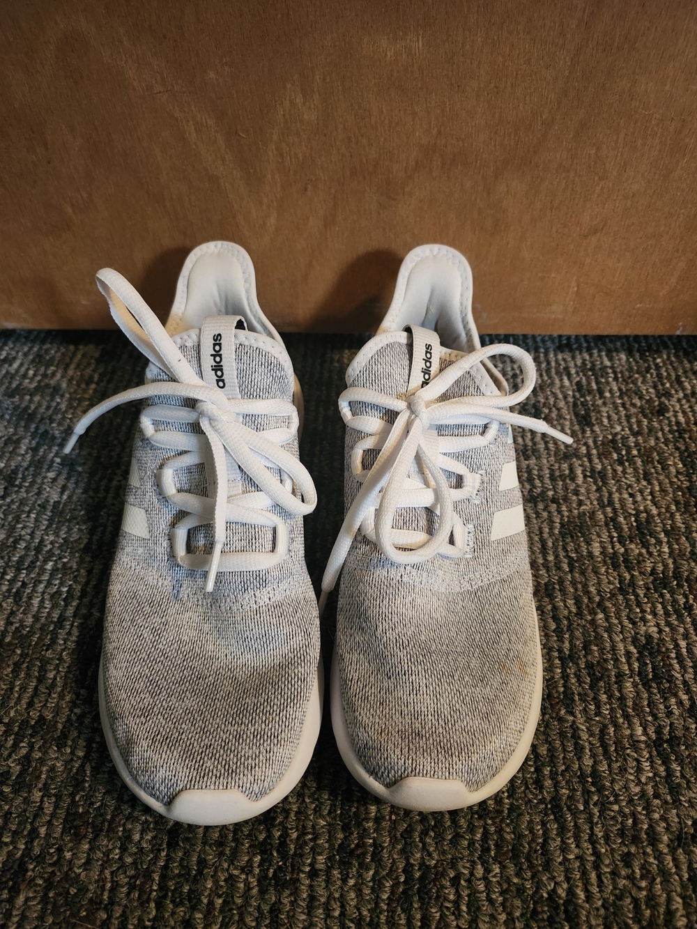 Adidas White and Light Gray Knit Sneakers